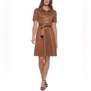 New women’s Tommy Hilfiger faux-suede short-sleeve collared shirtdress size 2